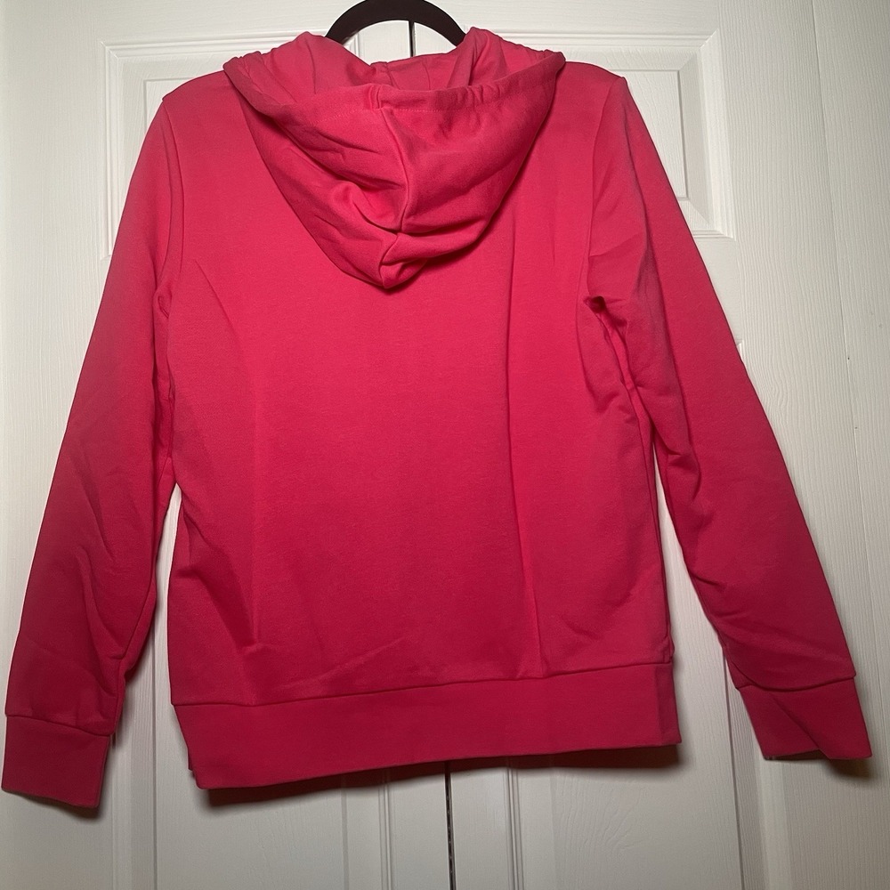 NWT Adidas Women's Essential Linear Hoodie, Power Pink Size Small - Picture 3 of 7